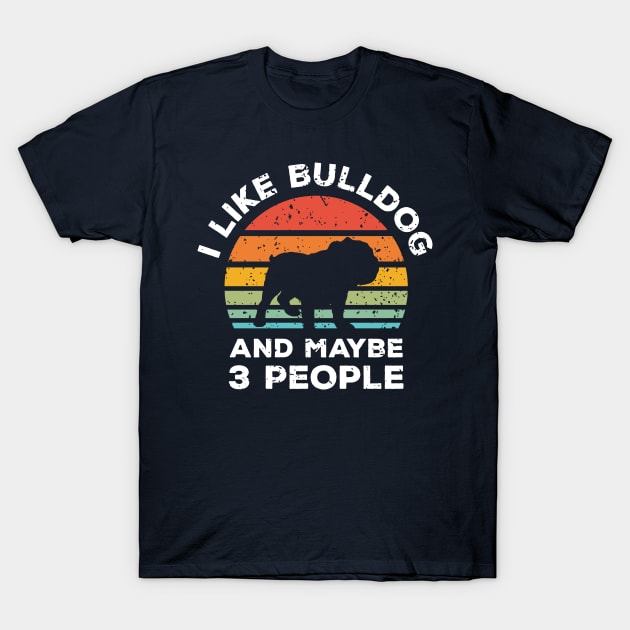 I Like Bulldog and Maybe 3 People, Retro Vintage Sunset with Style Old Grainy Grunge Texture T-Shirt by Ardhsells